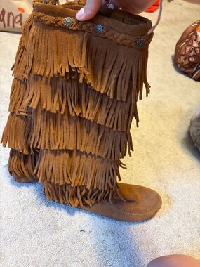 Minnetonka Cognac Fringe Over-the-Knee Boots